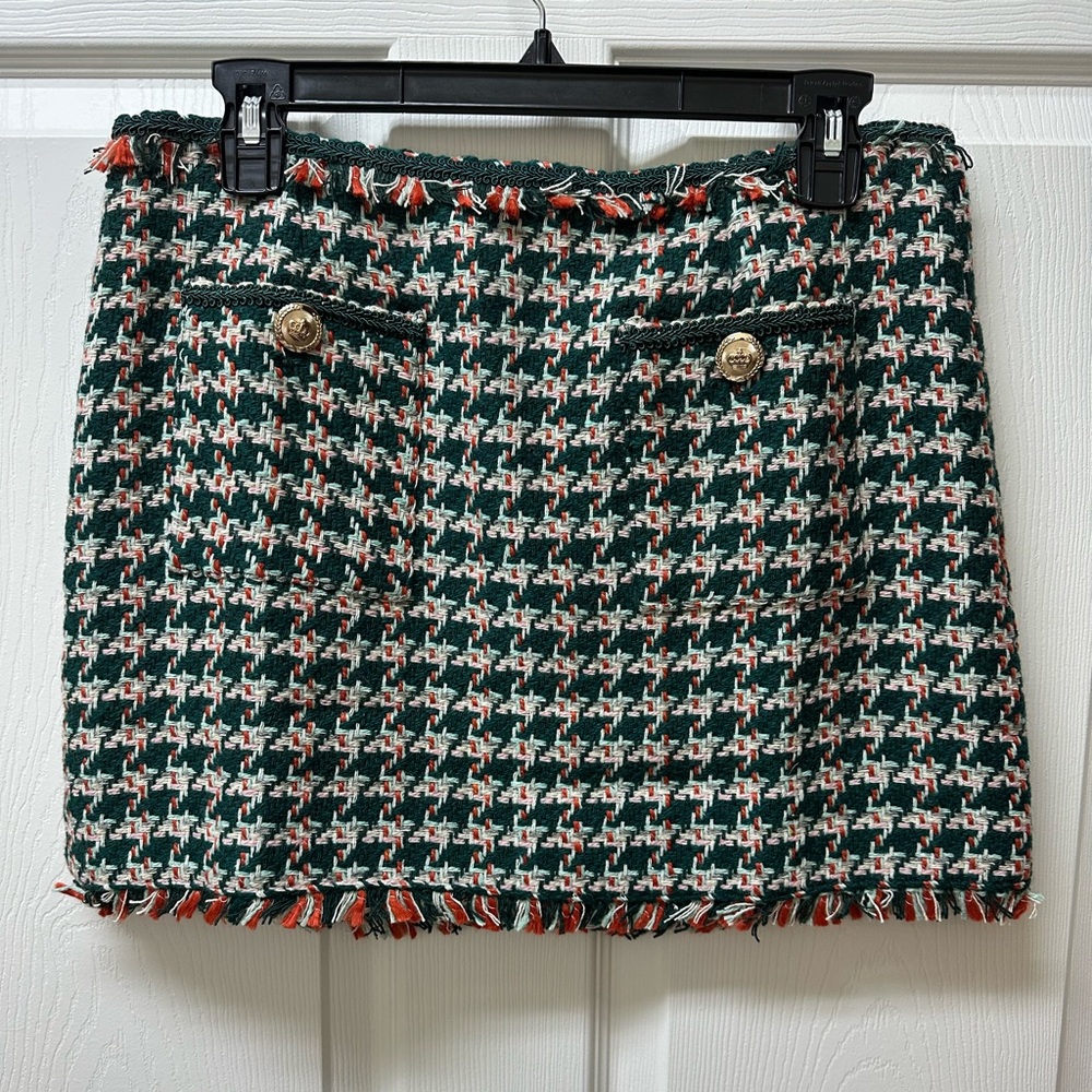 Anthropologie Walter Baker teal Tweed Mini Skirt